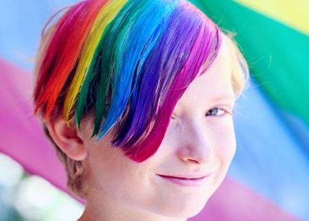 child with coloured hair
